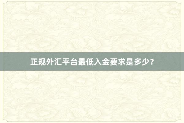 正规外汇平台最低入金要求是多少？