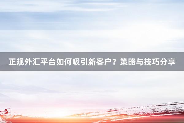 正规外汇平台如何吸引新客户？策略与技巧分享