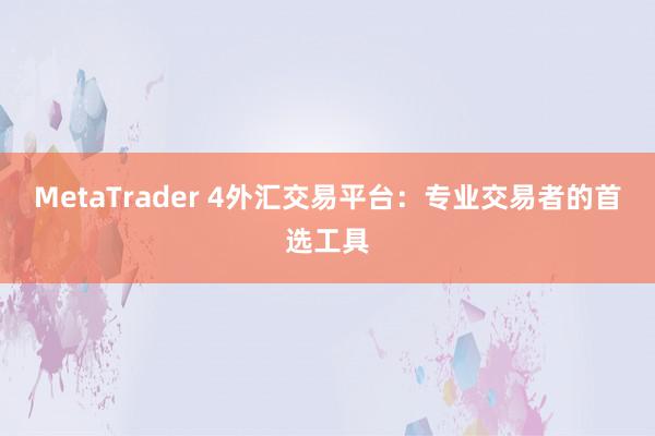 MetaTrader 4外汇交易平台：专业交易者的首选工具