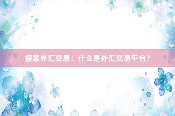 探索外汇交易：什么是外汇交易平台？