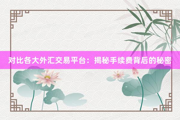 对比各大外汇交易平台：揭秘手续费背后的秘密